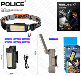 Ліхтар налобний PL-195, акумуляторний + водонепроникний, ЗП Type-C