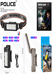 Ліхтар налобний PL-196, акумуляторний + водонепроникний, ЗП Type-C