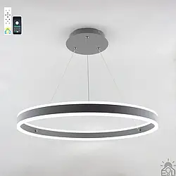 Світлодіодна люстра Esllse STELLA 96W R сiра підвісна з пультом та додатком для смартфону Ø60×120см 220V IP20