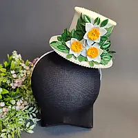 Обруч нарцис, обруч нарциса, обруч з нарцисами, капелюшок обруч, капелюшок на обручі