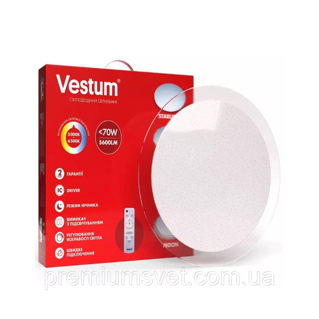 Світильник SMART Vestum SATURN 70W 385*60мм 3000K-6500К, 5600Lm з д/у  (1-VS-8504)