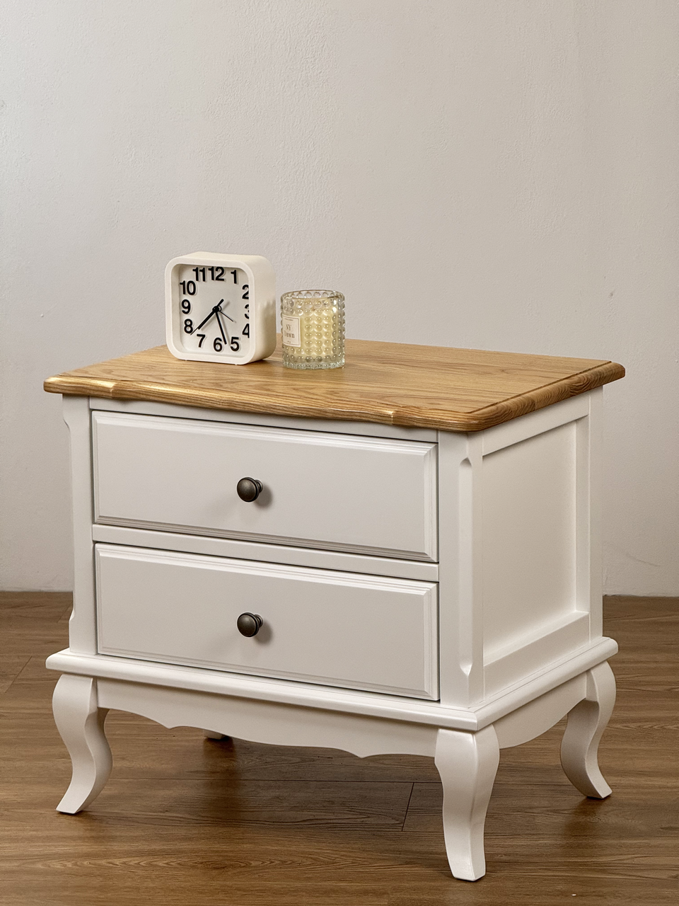 Тумба "Моне" у білому кольорі з натурального дерева  з ясеновою стільницею, фото 1