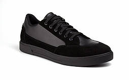 М'які шкіряні кросівки замшеві вставки чорні кеди чоловіче взуття повсякденне Rosso Avangard Rumi Black