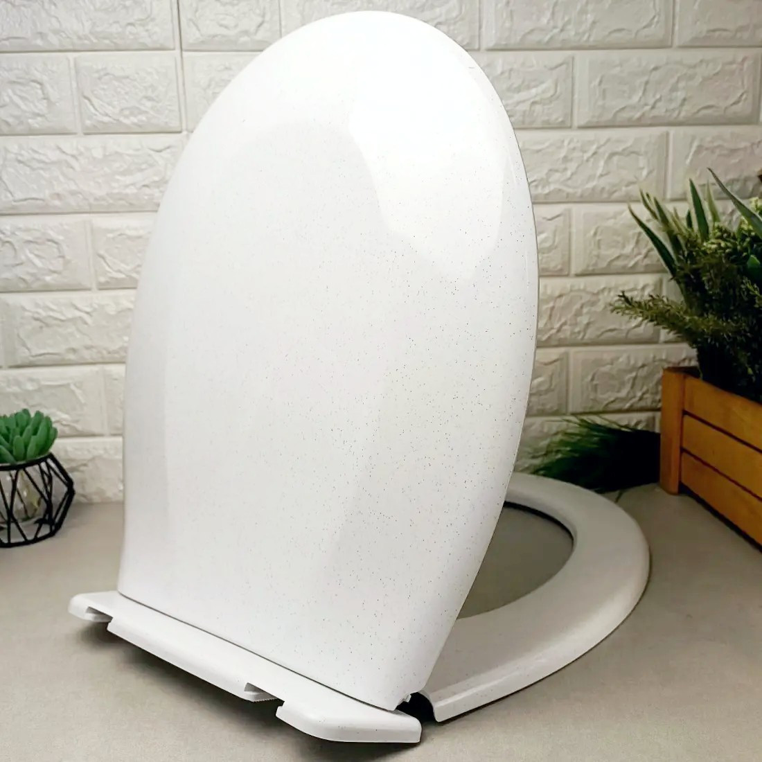 Тверда кришка-сидіння для унітазу білий граніт, СД-21