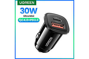UGREEN 30W Car Charger (CD332) Автомобільний зарядний пристрій USB-C + USB-A