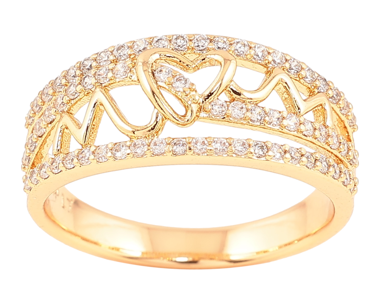 Каблучка Xuping Позолота 18K «Напис Мама з доріжками цирконію» р.16.5,17