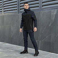Костюм чоловічий soft shell на флісі куртка та штани демісезонний зимовий комплект софтшелл Static синій