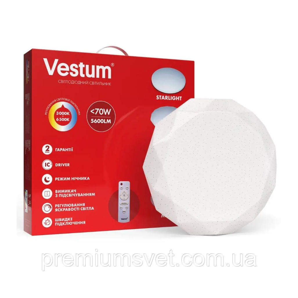 Світильник SMART Vestum GEM 70W 385*75мм 3000K-6500К, 5600Lm з д/у  (1-VS-8502)