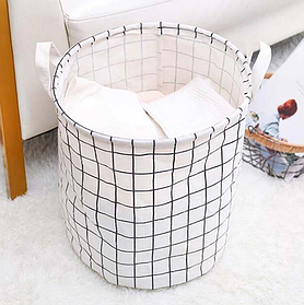 Кошик флізеліновий білого кольору для зберігання одягу, іграшок, білизни тощо.