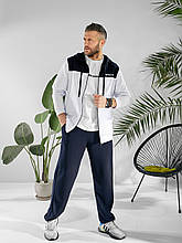 Чоловічий спортивний костюм білий із синім