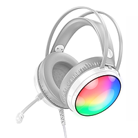 Навушники Borofone BO108 ігрові з мікрофоном, білі (Jack 3,5мм/USB/RGB), Навушники ігрові