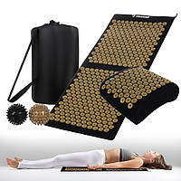 Масажний килимок акупунктурний для точкового масажу з подушкою Trizand + 2 масажні кульки (23375)
