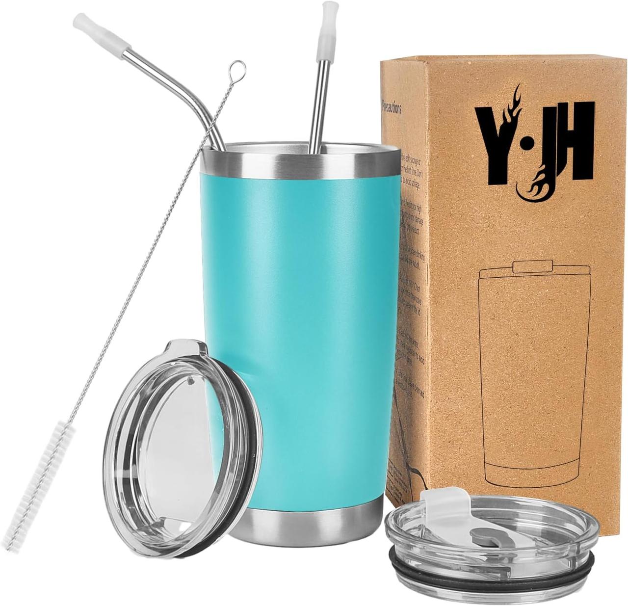 Y·J&H 20 унцій (550 мл) Дорожній стакан із подвійними стінками та вакуумною ізоляцією, кавовий кухоль із неіржавкою