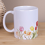 Чашка керамічна біла Тюльпани та нарциси 330 мл (5208-29)