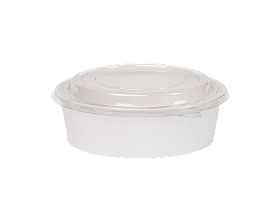 Картонний білий салатник ø145мм з пластиковою кришкою ПЕТ 550 мл (50шт)