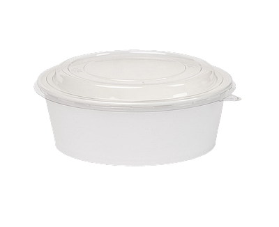 Картонний білий салатник ø145мм з пластиковою кришкою ПЕТ 750 мл (50шт)