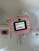 Дитяча цифрова фотокамера миттєвого друку з термопринтером ТОРА 12Мп ТFT екран / карта пам'яті Рожевий