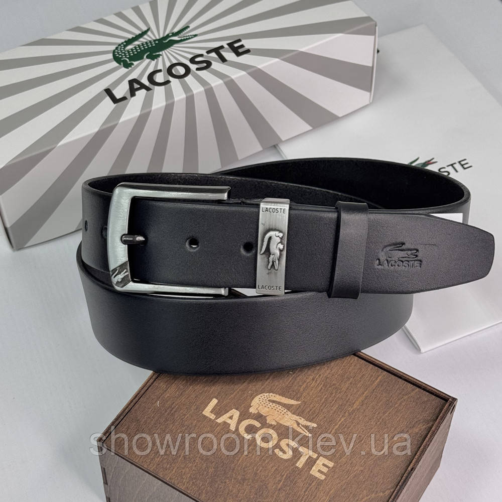 Чоловічий ремінь Lacoste із натуральної шкіри (986) чорний