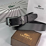 Чоловічий ремінь Lacoste із натуральної шкіри (986) чорний, фото 6