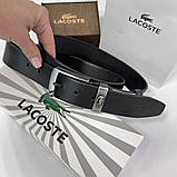 Чоловічий ремінь Lacoste із натуральної шкіри (986) чорний, фото 8