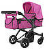 Коляска для ляльки з сумкою 9651 Carrello малинова, max висота перекидної ручки 65 см, фото 5
