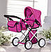 Коляска для ляльки з сумкою Carrello 9346, висота ручки 30-63 см, рожева, 2 в 1, колиска, фото 3