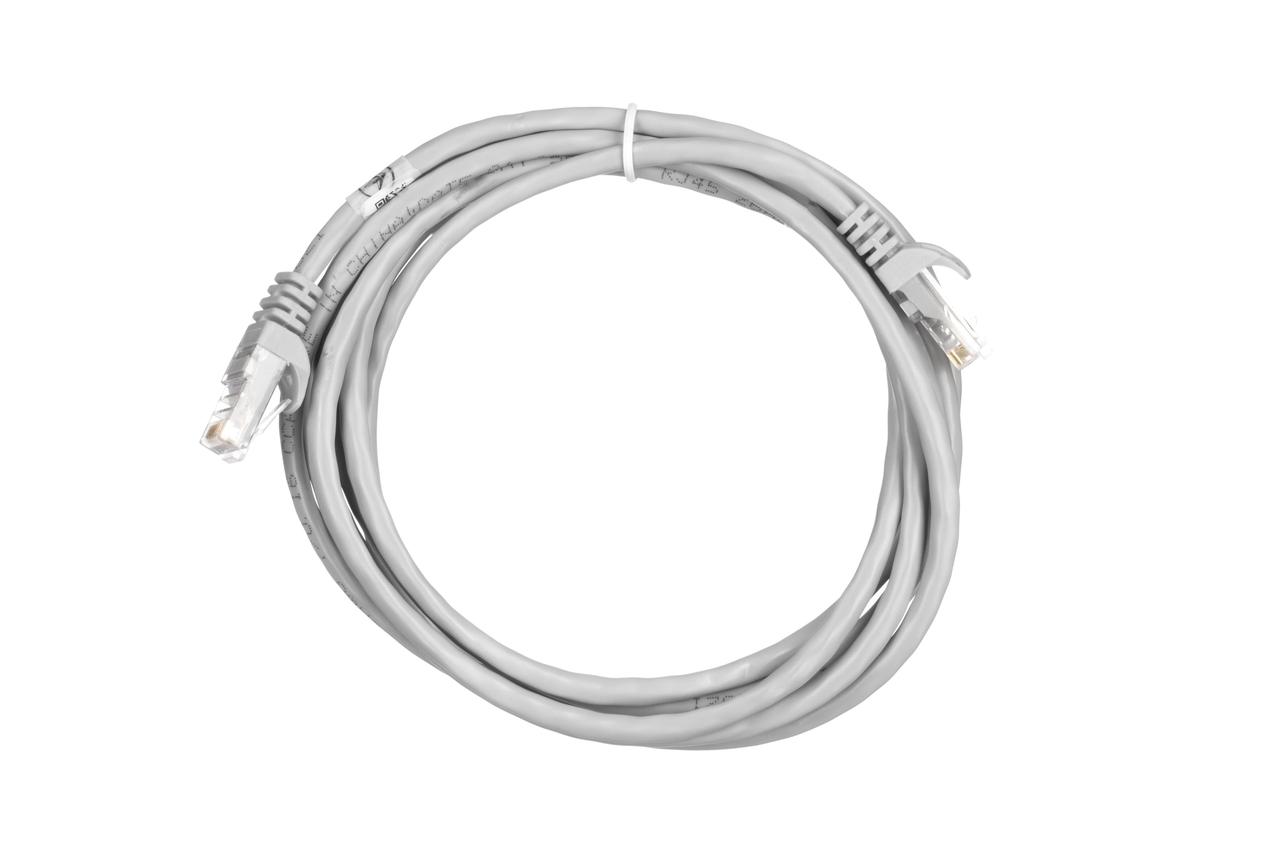 Патч-корд 2E САТ 5e, UTP, 2.50м, 26AWG, RJ45, 7/0.16, CCA, PVC, сірий, фото 1