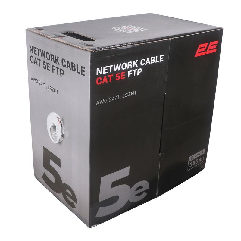 Кабель "вита пара" 2E CAT 5e, FTP, 305м, AWG 23/1, LSZH-1, сірий, фото 1