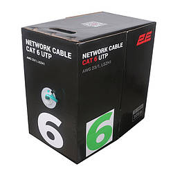 Кабель "вита пара" 2E CAT 6, U-UTP, 305м, AWG 23/1, LSZH-1, зелений
