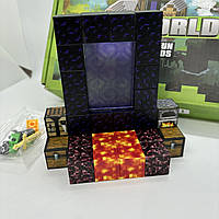 Дитячий магнітний конструктор 32шт + 1шт фігурка Майнкрафт minecraft магнитный подарунок деталей портал лава