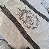 Демісезонний комбінезон Левеня для новонароджених, велюровий на махрі, сірий, фото 3