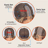 Перука з чубчиком каштановий з милеруванням у колір латте хвилястий 65 см, фото 5