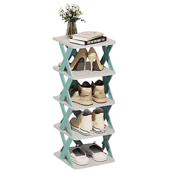 Підставка полиця для взуття пластикова універсальна на 4 секції 64*23*25см бірюзова