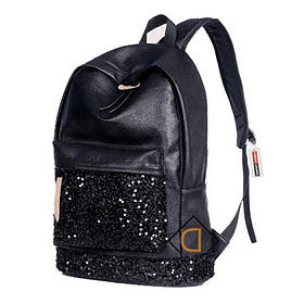 Модний рюкзак жіночий міський паєтки. Рюкзак з паєтками двосторонніми. Рюкзак для школи дівчинки Чорний