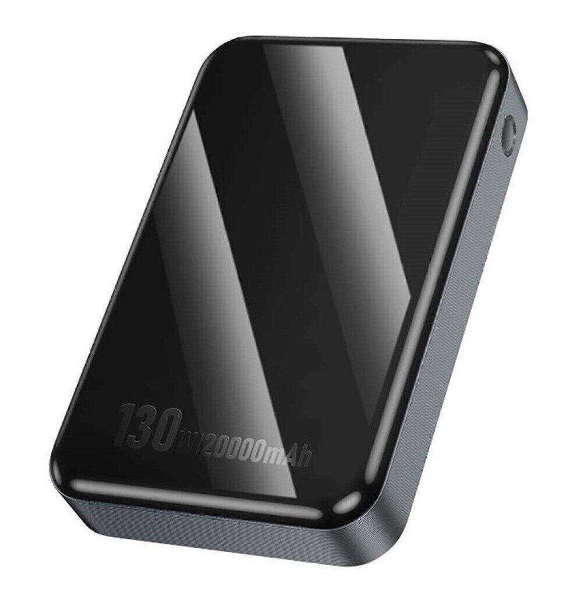 Зовнішній акумулятор HOCO Q30A Fast charge 130W power bank(20000mAh) Metal Gray
