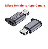 Перехідник, адаптер Micro USB (мама) - USB Type-C (тато) 18Вт 480 Мбіт/с, фото 5