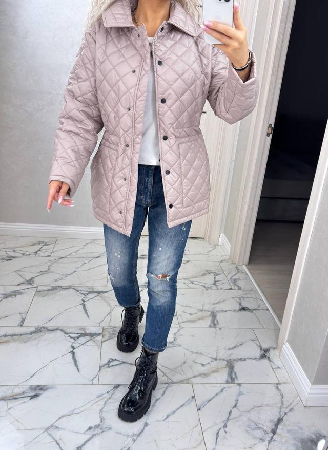 куртка стеганая бежевая на кулисе