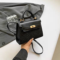 Жіноча сумка 3205 крос-боді на ремінці чорна