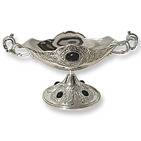 Конфетниця MCA Vizyon з мельхіору з посрібленням з оніксом (невелика потертість)