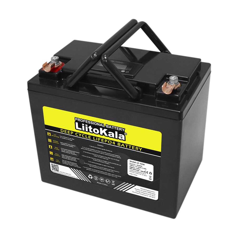 Акумулятор LiitoKala LiFePO4 12В 30Аг +LCD дисплей з вбудованим BMS Літій залізо фосфатний
