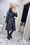 Пальто-куртка тренч стьобане демісезонне утеплене з поясом, фото 2