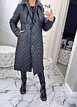 Пальто-куртка тренч стьобане демісезонне утеплене з поясом, фото 6