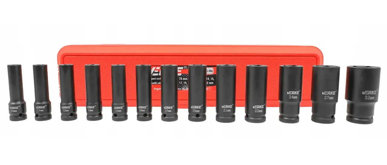 Набір подовжених ударних головок 1/2 10-32 мм 13шт VERKE