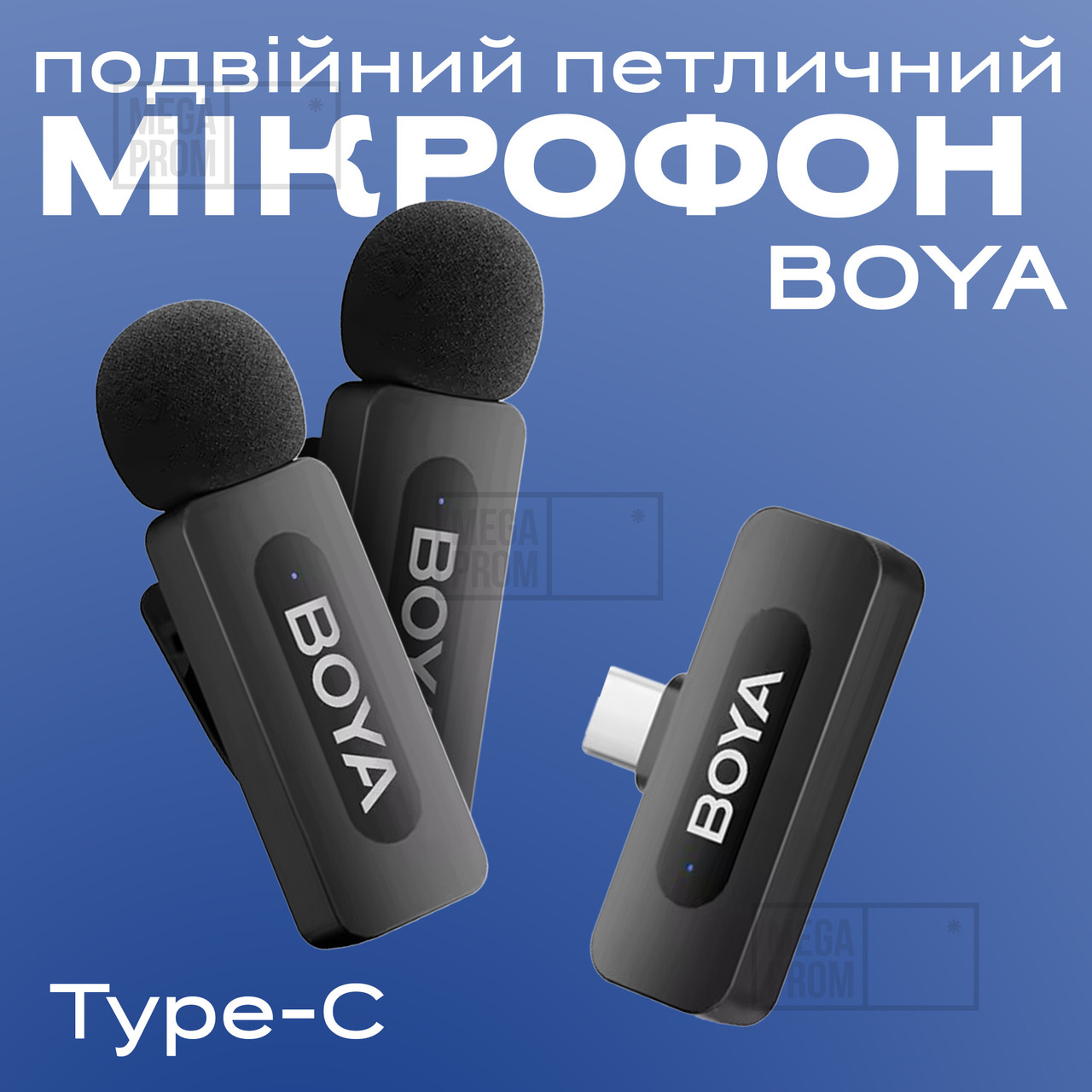 Професійний бездротовий подвійний петличний мікрофон Boya BY-V20 V2.0 Type-C петличка для телефону, фото 1