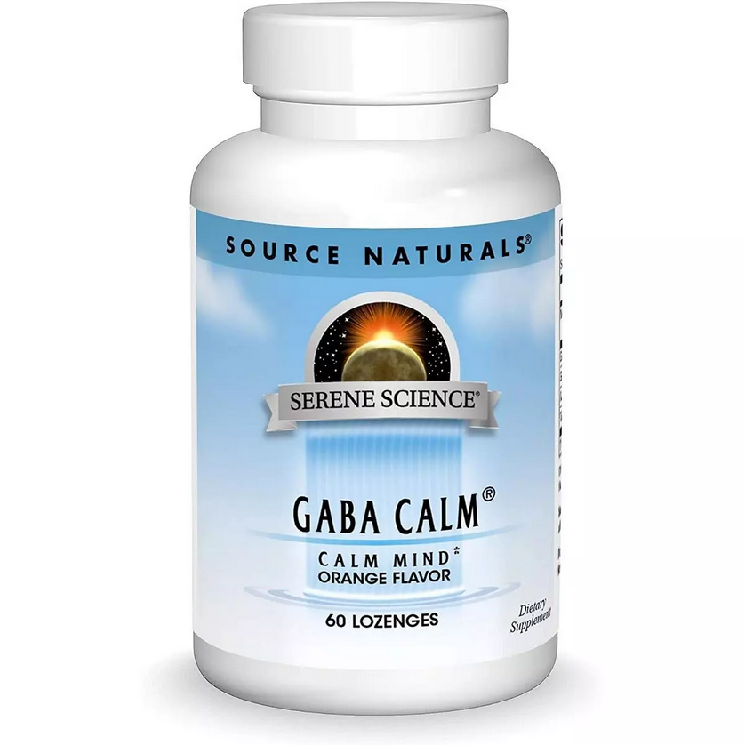 GABA (гамма-аміномасляна кислота), Смак Апельсина, Serene Science, Source Naturals, 60 таблеток для розсмоктування