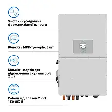 Гібридний інвертор DEYE SUN-30K-SG01HP3-EU-BM3 30 кВт Wi-Fi Трифазний, фото 4