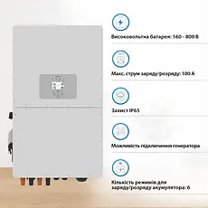 Гібридний інвертор DEYE SUN-40K-SG01HP3-EU-BM4 40 кВт Wi-Fi Трифазний, фото 5