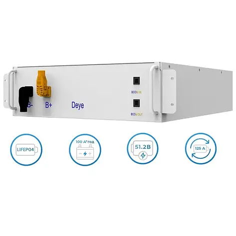 Високовольтна акумуляторна батарея Deye BOS-GM5.1 LiFePO4 51,2V/100AH, фото 3