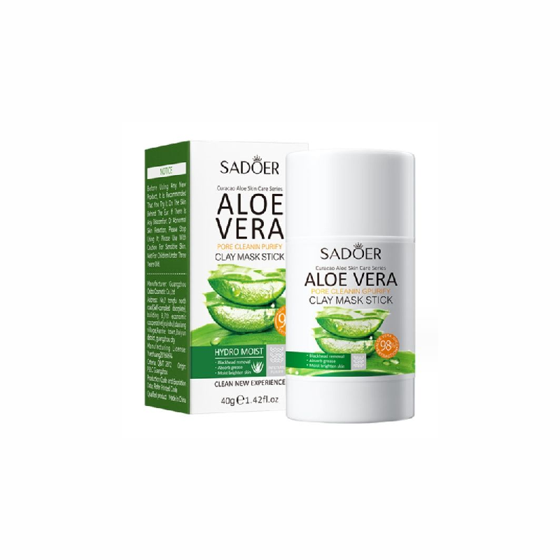 Глиняна маска-стик для обличчя SADOER Curacao Aloe Vera для глибокого очищення пор 40 г