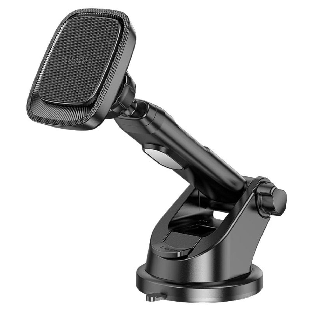 Автотримач для телефона HOCO CA116 Blue Shark center console magnetic car holder Black Metal Gray